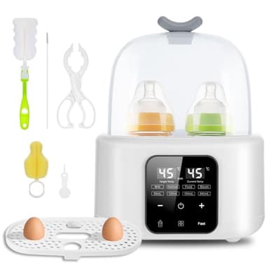 Flaschenwärmer Baby 6-in-1 mit Temperaturregelung, Schnelles Erwärmen von Muttermilch und Milchnahrung in Wenigen Minuten,Milchwärmer mit digitalem Display,Sterilisator für Flasche Unterwegs und Hause
