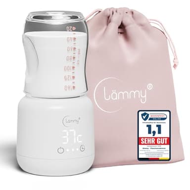 lämmy Flaschenwärmer Baby unterwegs – akkubetriebener, tragbarer babyflaschen wärmer to go – temperaturgenau, auslaufsicher und kompakt – passt auf alle Babyflaschen – USB baby bottle warmer