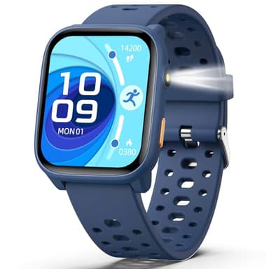 Smartwatch Kinder, Fitness Tracker Uhr Digitale Fitnessuhr mit Schrittzähler, 24/7 Puls, IP68 Wasserdicht, Schlaf-Monitor, Wecker, Puzzle-Spiele, 1,85" HD-Touchscreen für Mädchen Jungen 6-16 (Blau)