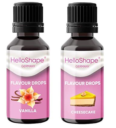 Flavour Drops zuckerfrei Set 2x 30 ml - Vanille & Cheesecake | Geschmackstropfen OHNE KALORIEN zum Süßen mit Dosierhilfe | vegan | Für Naturjoghurt, Porridge oder Quark - Hello Shape