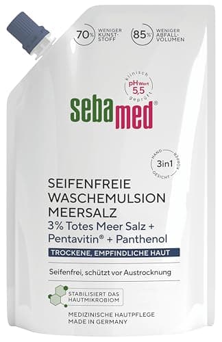 SEBAMED seifenfreie Waschemulsion Meersalz Nachfüllbeutel 400 ml, für eine besonders milde Reinigung der trockenen und empfindlichen Haut, zur Hand-, Gesichts- und Körperreinigung geeignet