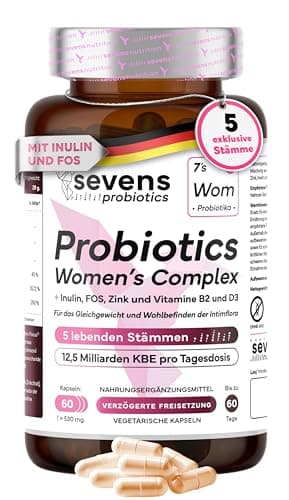 Kulturen Komplex für Frauen Intimflora – Vaginal Probiotics mit 5 Lactobacillus Stämme - 12,5 Mrd. KBE - Mit Präbiotika, Zink und Vitamine - Probiotika für Frauen - 60 magensaftresistente Kapseln