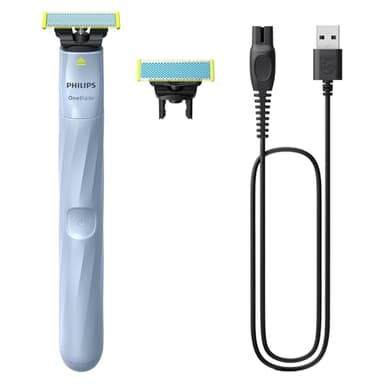 Philips OneBlade First Shave - Elektrisches Hybrid-Rasiersystem für besonders empfindliche Haut im Gesicht, 2x AntiFriction-Klingen, QP1324/30