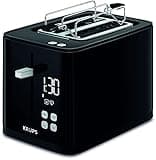 Krups KH641810 Smart'n Light Toaster, Zwei-Scheiben-Toaster, Digitaldisplay, 7 Bräunungsstufen, herausnehmbare Krümelschublade, Countdown, Anhebevorrichtung, Schwarz