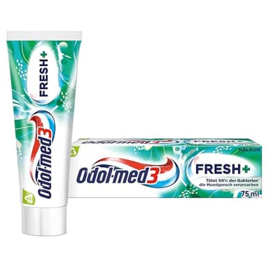 Odol-med3 Fresh+ Zahnpasta, Zahncreme mit Minzgeschmack für ein Frischegefühl, das selbst nach dem Zähneputzen anhält, 75ml