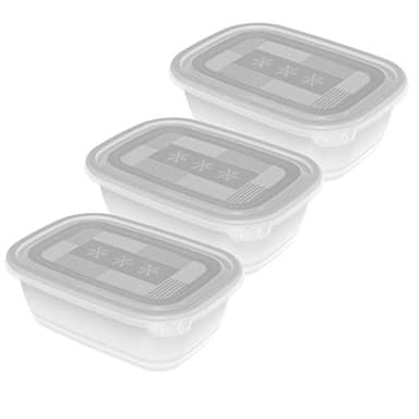 Rotho Freeze 3er-Set Gefrierdosen 1l mit Deckel, Kunststoff (PP) BPA-frei, transparent, 3 x 1l (19.5 x 13.5 x 10.0 cm), Nicht zutreffend