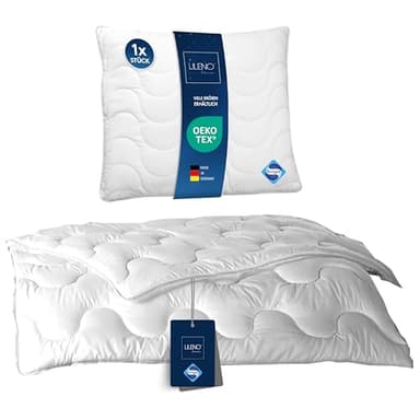 LILENO HOME Bettdecke 135x200 Set mit Kissen - Ganzjahre Bettdecke 135x200 mit Kopfkissen 80x80 cm als Set - Decke und Kissen mit antibakterieller Ausrüstung u. Kochfest bis 95° C