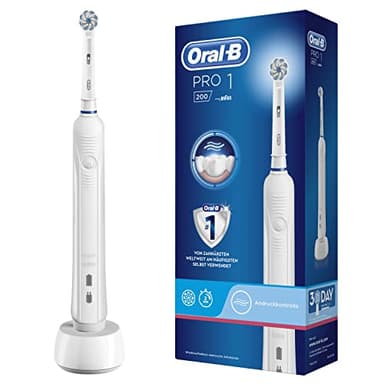 Oral-B PRO 1 200 Elektrische Zahnbürste/Electric Toothbrush für eine gründliche Zahnreinigung, 3 Putzprogamme, Drucksensor & Timer, 1 Sensitive Clean Aufsteckbürste, Geschenk Mann/Frau, weiß