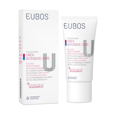 Eubos | 5% UREA Nachtcreme | 50ml| für trockene Haut | Hautvertäglichkeit dermatologisch bestätigt | Verbesserung Hydratationsfähigkeit der Haut | Spezial-Pflegecreme