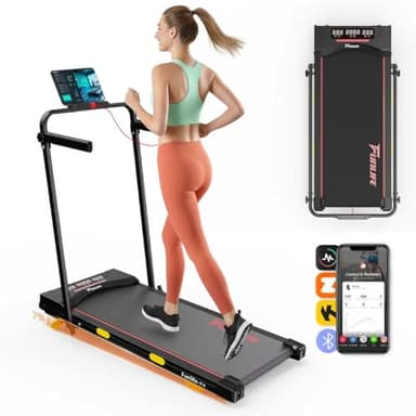 FunLife F4 Laufband klappbar (2025 Upgrade) – 4-in-1 Walking Pad mit 7% Steigung & App-Steuerung, leise mit Dual-Griffen & Sicherheitsleine, 1-12 km/h, ideal für Homeoffice, Senioren geeignet, rot