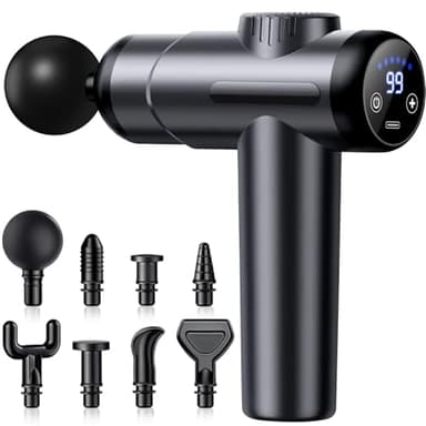 GQBVPN Massage Pistole, Massage Gun Percussion Muskel Massagegerät mit 99 Geschwindigkeiten Einstellbar Masagepistoll Mit 8 Massageköpfen