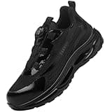 TAERGU Sicherheitsschuhe Herren S3 Arbeitsschuhe mit Stahlkappe Trends Drehknopf S1 Sportliche Leicht Stahlkappenschuhe Safety Shoes,Schwarz,43.5EU