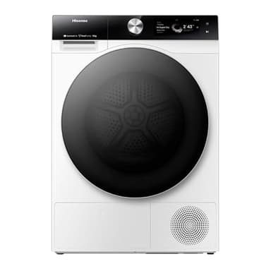 Hisense DH7S107BW Trockner Wärmepumpe mit AI, selbstreinigender Kondensator, Dampfrefresh, Ion Tech, 10 kg Klasse C, Farb-TFT-Display, Smart und Connect Life, Doppeltür