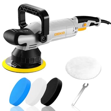 Poliermaschine Auto 900W: DEKOPRO Doppelte Aktion Exzenter poliermaschine Set mit 150 MM Pad, 6 Variablen Geschwindigkeiten 1800-5500PRM,15 MM Orbit – für Autodetailing,Polieren und Wachsen
