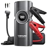 TREKURE Starthilfe Powerbank mit Kompressor, 150PSI 3000A Auto Starthilfe Powerbank für 8.5L Benzin und 8.0L Dieselmotor, 12V Booster Auto Starthilfe mit LED-Licht
