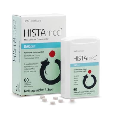 HISTAmed® DAOpur - Nahrungsergänzungsmittel - Spender mit 60 magensaftresistenten Minitabletten - mit DAO-Enzym