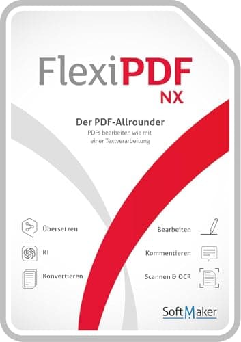 FlexiPDF NX – PDF-Editor | Übersetzer | Kompatibel mit Windows | 3 Geräte | 1 Jahr | PDF-Editor für Büro, Homeoffice & Datenschutz | Aktivierungscode per E-Mail [software_key_card]