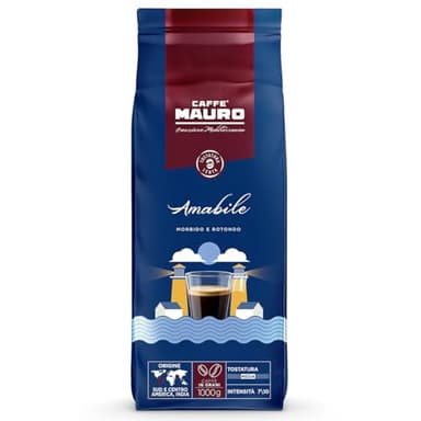Caffè Mauro Torrefazione – Kaffeebohnen – 1 kg – Amabile Mischung – mittlere Röstung – Intensität 7/10 – hergestellt in Italien – 1kg Packung