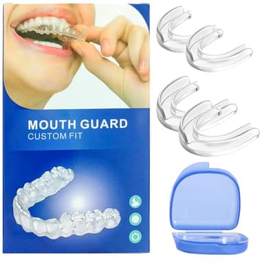 Knirscherschiene Für Nacht, 4 Formbare Mundschutz zum Zähneknirschen, 2 Größen, Mouth Guard, Wiederverwendbar Benutzt für Reduziert Zähneknirschen Schiene, Gegen Bruxismus und Zähneknirschen