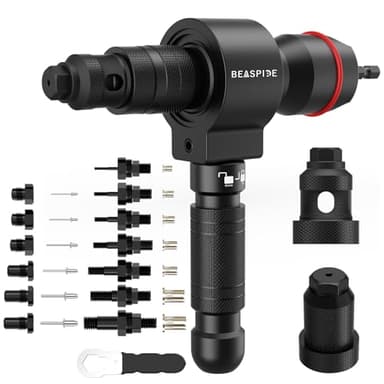 Beaspire 2 In 1 Nietmmutternaufsatz Nietaufsatz für Akkuschrauber & Bohrmaschine, Elektrischen Nietenzange Set für 2,4-6,4 mm Nieten, Nietmutternzange Set für M3-M12 Muttern
