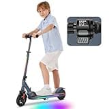 Caroma E Scooter Kinder von 6-14 Jahren, 150W Motor, 16 km/h, E Roller Kinder, Einstellbare Geschwindigkeit & Höhe, Bunte Lichter, LED Display blau