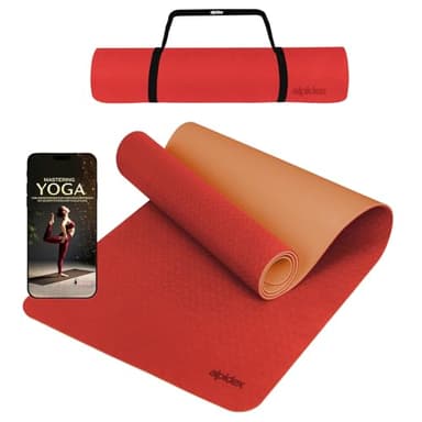 ALPIDEX Yogamatte rutschfest 190 x 61 x 0.6 cm | 190 x 90 x 0.6 cm E-Book Phthalatfreie Fitness TPE Matte Gymnastik Turnen Pilates Sport Yoga Trainingsmatte, Salmon/Apricot, 190 x 61 x 0.6 cm