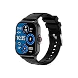 Knauermann Neo (2024) Schwarz Eckig - Gesundheitsuhr Smartwatch - EKG + HRV Funktion - BT Bluetooth - Schlafapnoe - Blutdruck - Silikonband Schwarz, 14-24