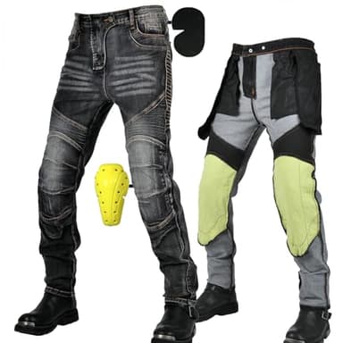 SHUOJIA Motorradhose Herren, Motorrad Jeans Herren Aus Aramidfaser,Motorrad Schutzhose Hose Mit Protektoren (Black Male-A,2XL)