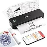 Pristar D210 Thermodrucker A4, Tragbarer Drucker Kompatibel mit iOS/Android und Laptops, Mobiler Drucker A4 für Unterwegs, Büro, Auto, Schule, Zuhause, Bluetooth Thermodrucker Tattoo, Schwarz