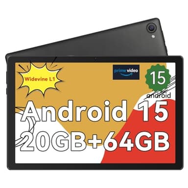 Whitedeer Android Tablet 10 Zoll - Android 15 Octa Core Gaming Tablet mit 20GB+64GB+1TB TF, Tablet PC mit OTG-Übertragung und Wi-Fi 6G, Widevine L1,5000mAh - Schwarz
