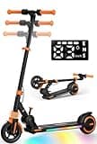 E Scooter Kinder, Elektroroller Kinder von 6-10-14 mit 5AH Akku 6,5 Zoll Reifen, 15km Reichweite, LED-Anzeige, 150W Motor mit Bunte LED-Lichter, 4-Höhenverstellbar Elektro Scooter Geschenk Jugendliche
