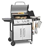 Klarstein Gasgrill mit Großer Grillfläche, 1 Seitenbrenner mit 3 Brenner, 13,5kW Edelstahl, BBQ für Balkon & Garten, Grill für Propan, Gasgrills mit 4 Brennern & Thermometer