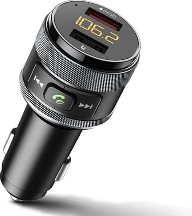 FM Transmitter Auto Bluetooth 5.3 – UKW Sender mit PD 30W & QC3.0 18W Schnellladung, Freisprechanlage mit Noise Cancelling Mikrofon, LED Ringlicht, Zigarettenanzünder Adapter für KFZ