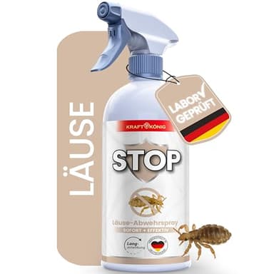 KRAFTKÖNIG Läuse Abwehrspray 500 ml – Hochwirksames Läusespray für Umgebung, Möbel & Textilien – sofort einsatzbereit mit Langzeitschutz gegen Läuse & Nissen, Made in Germany