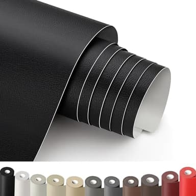 Leder Reparatur Set Schwarz, 30 x 100 cm Kunstleder Selbstklebend, Lederflicken Selbstklebend, Kunstleder Reparaturset, Leder Patch für Sofa, Möbel, Autositze, Jacken, Handtaschen.