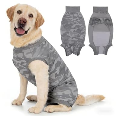 InfiniZer Hundebody Nach Op Medizinischer Body für Hunde Kastration Hündin Rüde Operationsbody Hund Body Nach Op Body Hund Shirt Leckschutz Wundschutzanzug für Hunde Einteiler Schlafanzug (Grau, M)