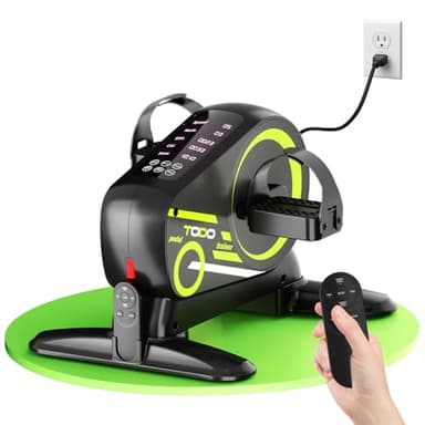 TODO Elektrisch Pedaltrainer für senioren mit 12 Geschwindigkeiten, Mini Heimtrainer mit Automatik-Manuell-Modus, 6 Widerstandsstufen, Beintrainer im Sitzen, LCD-Display, Fernbedienung und Fußgurt