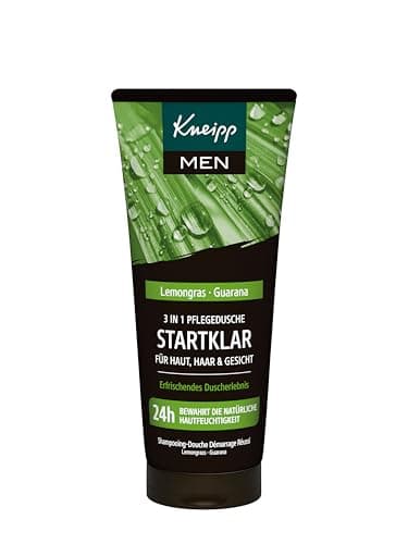 Kneipp MEN 3 in 1 Pflegedusche Startklar – Duschgel für Männer - Für Haut, Haar & Gesicht - Mit ätherischen Ölen und Extrakten aus Lemongras & Guarana - 200 ml