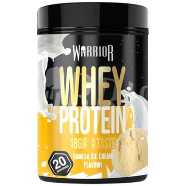Warrior Whey Proteinpulver 500 g (Vanilleeis) – muskelaturaufbau & Regeneration – Protein-Shake mit BCAAs, kohlenhydratarm & lecker – 20 Portionen für Fitness, Training & Sporternährung