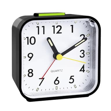 CNMTCCO Wecker,wecker analog ohne Ticken,batteriebetrieben, lauter Alarm,Schlummerfunktion,geräuschloser Betrieb, leuchtendes Display, tragbares Design für Tiefschläfer. (Schwarz)