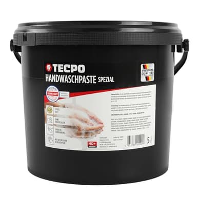 TECPO Handwaschpaste HQ+ 5 Liter Handreiniger Hautpflege Reinigungspaste hautschonend Reinigung Seife gegen starke hartnäckige Verschmutzungen wie Öl, Fett, Kfz und Werkstatt
