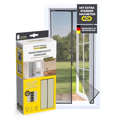 EASYmaxx Insect Protect Insektenschutzvorhang 100 x 210 cm | mit XXL-Magnetbändern | Fliegengitter Tür | Balkontür | Insektenschutz | Magnet | Fliegenvorhang