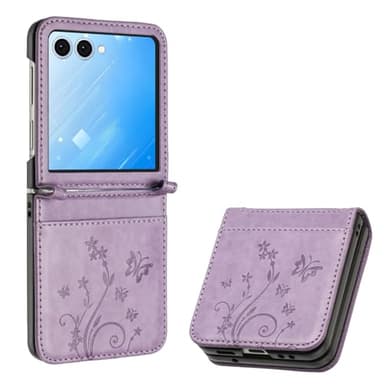 Anshow Lederhülle für Samsung Galaxy Z Flip 7 Hülle, Handyhülle für Samsung Galaxy Z Flip 7, Wallet Hülle Leder Tasche Schutzhülle, (Nützlich Nicht für Z FLIP 7 FE) Helles Lila