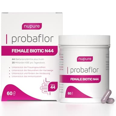 Nupure® Probaflor Female Biotic N44: Frauen-Probiotikum mit 44 Stämmen (20 Mrd. KBE) + Cranberry, Zichorienwurzel, Haferextrakt – Hormon- & Darmbalance – 60 Kapseln