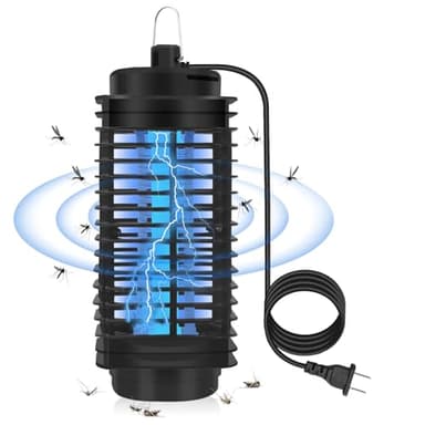 Insektenvernichter Elektrisch, Mückenfalle UV Mückenlampe mit Aufhängehaken,Keine Giftigen Chemikalien,Wasserdicht IPX4 Fliegenfalle Elektrisch Fliegenfänger,Insektenfalle für Innen und außen- Schwarz
