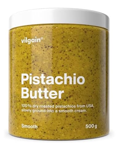 Vilgain 100% Pistazienbutter - Pistazien creme mit Stückchen, Single Origin, ohne Zusätze, Nussmus, Brotaufstrich, Vegan, Glutenfrei, 500g - Premium Pistazien Aufstrich, natürlich, Italienisch