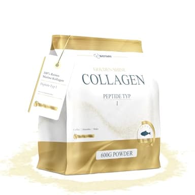 BIOTARY GOLDEN SHINE Marine Collagen Pulver 600g Fisch Kollagen Hydrolysat Peptide Typ 1 inklusive Messlöffel sehr gute Löslichkeit neutrales hochdosiertes Meereskollagen Powder für Haut Haare Nägel
