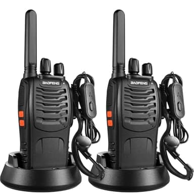 Baofeng Walkie Talkies PMR446 Funkgeräte Zwei-Wege-Radio Professionelle Große Reichweite 16 Kanäle VOX Wiederaufladbares Walkie Talkie BF-88X, Inklusive Ohrhörer, Akku und Ladegerät(2 Stück)