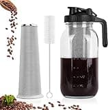 Xummi Cold Brew Kaffeebereiter, 1.8L Cold Brew Coffee Maker, Deckel mit Griff und Edelstahlfilter, Kaffeebereiter für kaltgebrühten Kaffee und Tee (Schwarz)