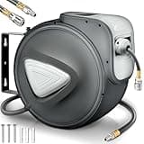 TRESKO® 20m Druckluftschlauch Aufroller automatisch 1/4" Anschluss | Schlauchtrommel Wandschlauchhalter Schlauchaufroller Druckluftschlauch-trommel, Grau